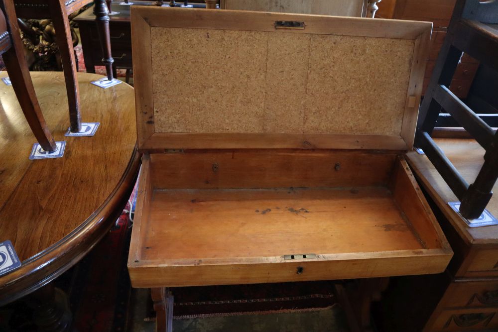 A 19th century Continental mahogany desk, width 80cm, depth 52cm, height 85cm